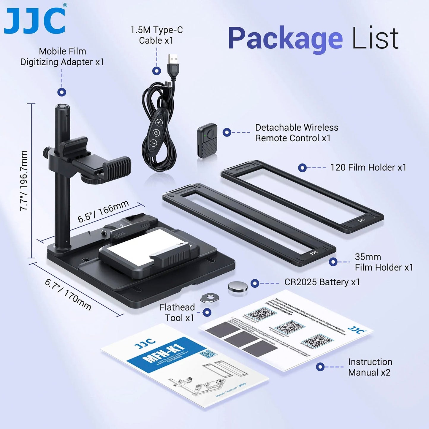 JJC Mobile Negative Film Scanner 35mm 120 Set Scanner per pellicole Scansiona vecchie foto in JPG