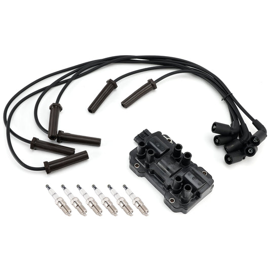 1 bobina di accensione + 6 candele + 6 cavi UF434 per Chevrolet GMC Pontiac