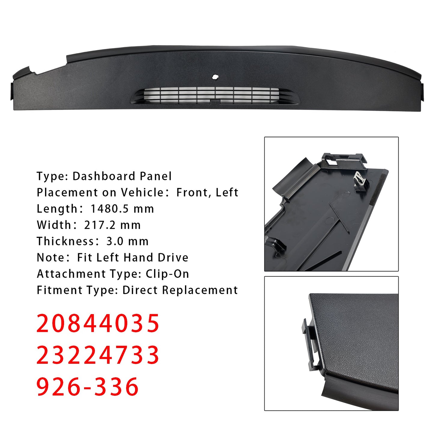 Pannello cruscotto superiore GMC Yukon XL 1500 nero 2010 926-336 20844035