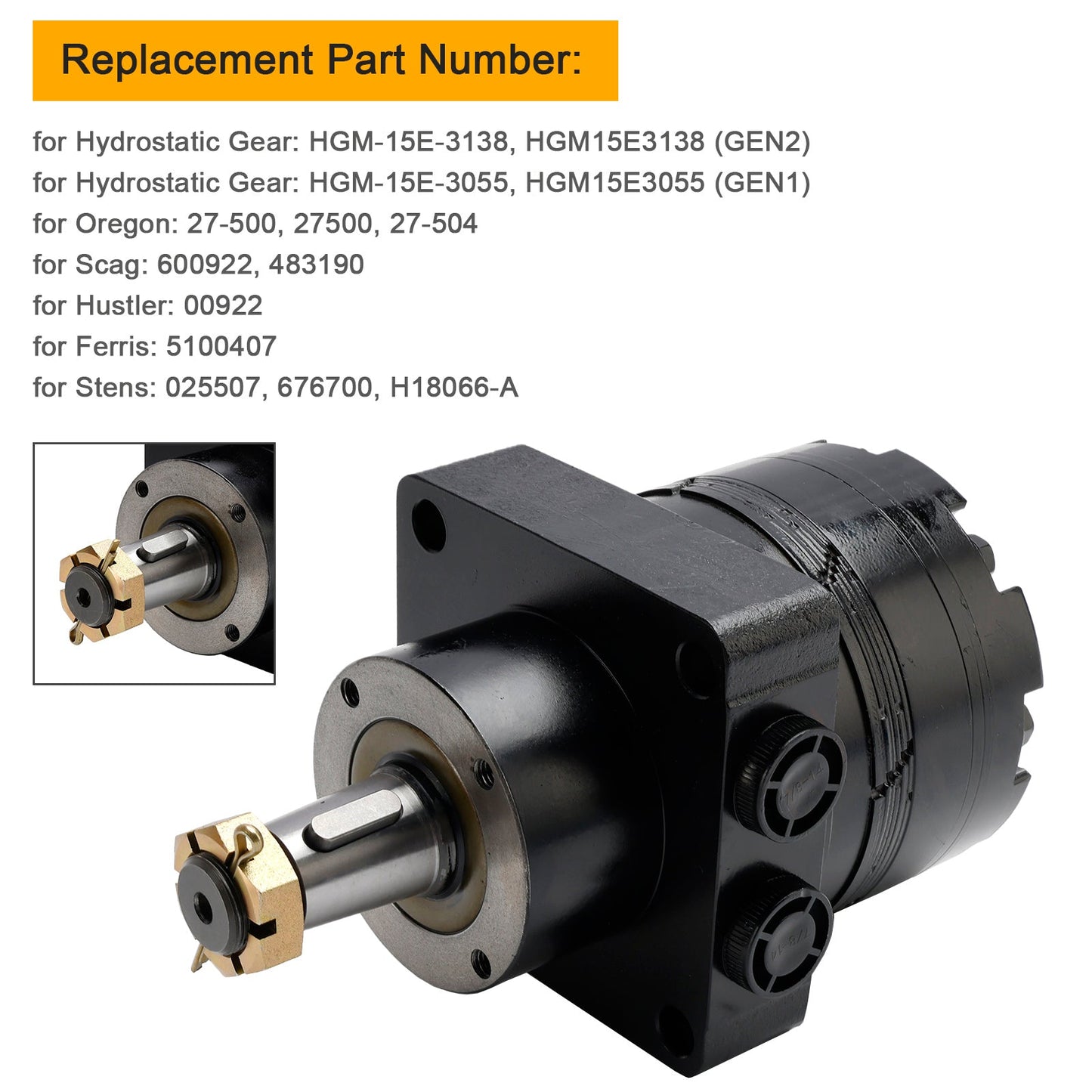 Motore ruota idraulico per Scag 483190 Hydro Gear HGM-15E-3138 Ferris 5100407