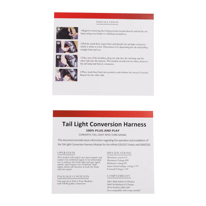 Modulo LED di direzione posteriore a diodo dinamico per Infiniti Q40 Sedan 2015 DD3027