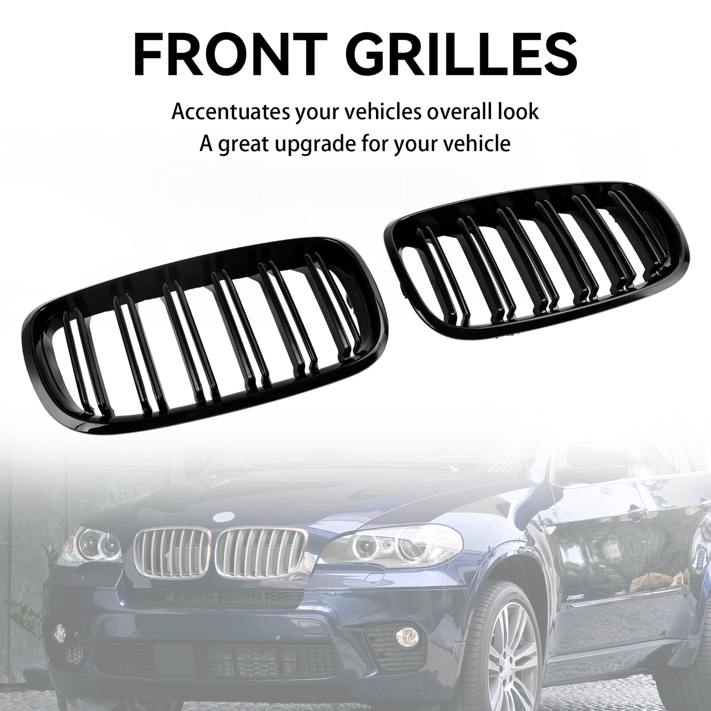 Front Bumper Kidney Grille Grill Per BMW X5 E70 X6 E71 2007-2013 Gloss Black