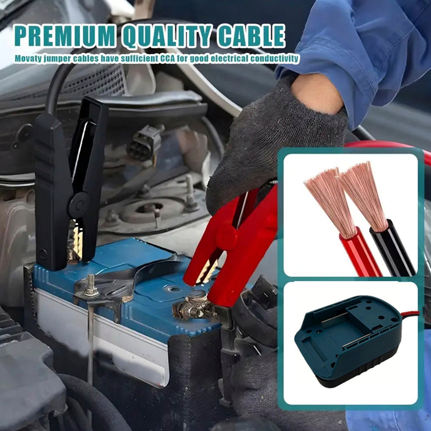 Kit di alimentazione di emergenza per auto con accenditore per batteria per auto, kit di alimentazione di emergenza con cavo 12AWG