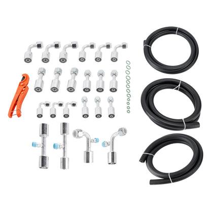 Kit di tubi flessibili e raccordi per aria condizionata da 26 pezzi da 9,5 piedi, include tubo flessibile AC da 9,5 piedi n. 6, n. 8, n. 10