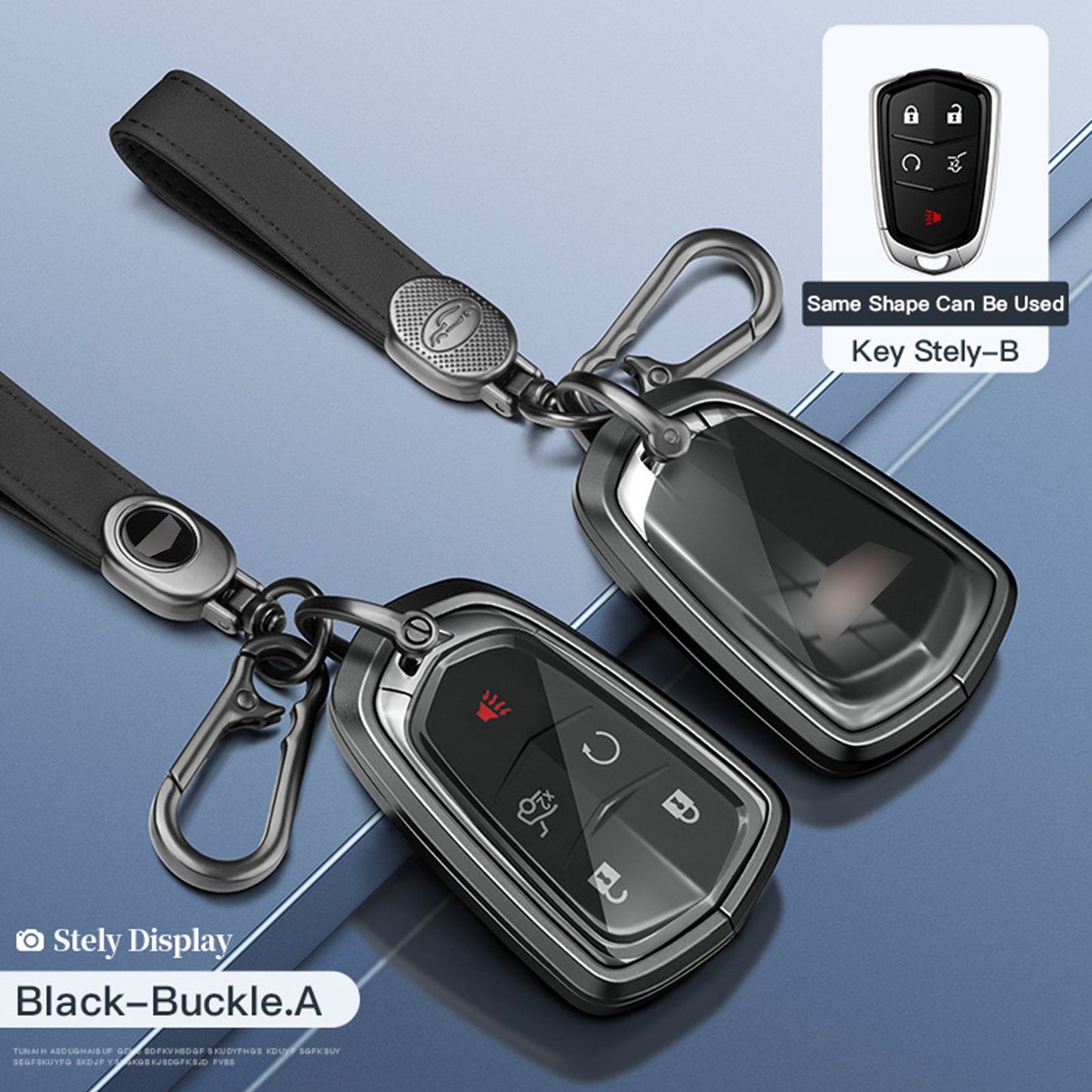 Custodia per chiave auto in TPU nero in lega di alluminio con fibbia per Cadillac