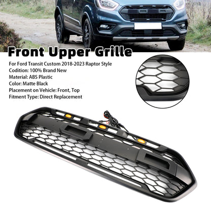 Matte Black Front Bumper Grille per Ford Transit Custom Trail 2018-2023 W/ 3LED