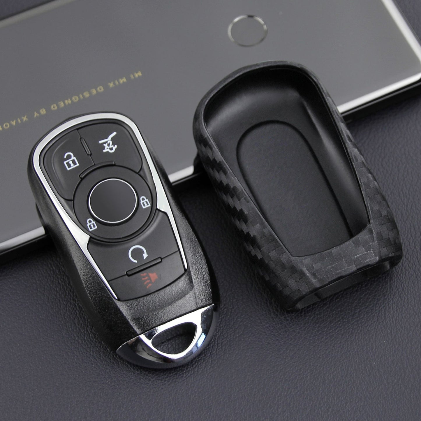 Custodia in pelle e silicone per chiave auto con fibbia per Buick