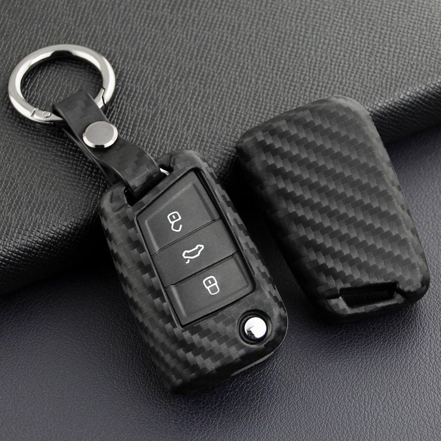 Custodia in silicone e pelle per chiave auto con fibbia per Volkswagen Golf MK7