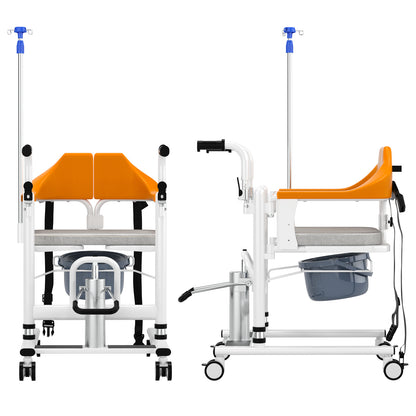 Sedia per pazienti allargata Sedia a rotelle idraulica per trasferimento Sedia a rotelle con sedile diviso a 180°