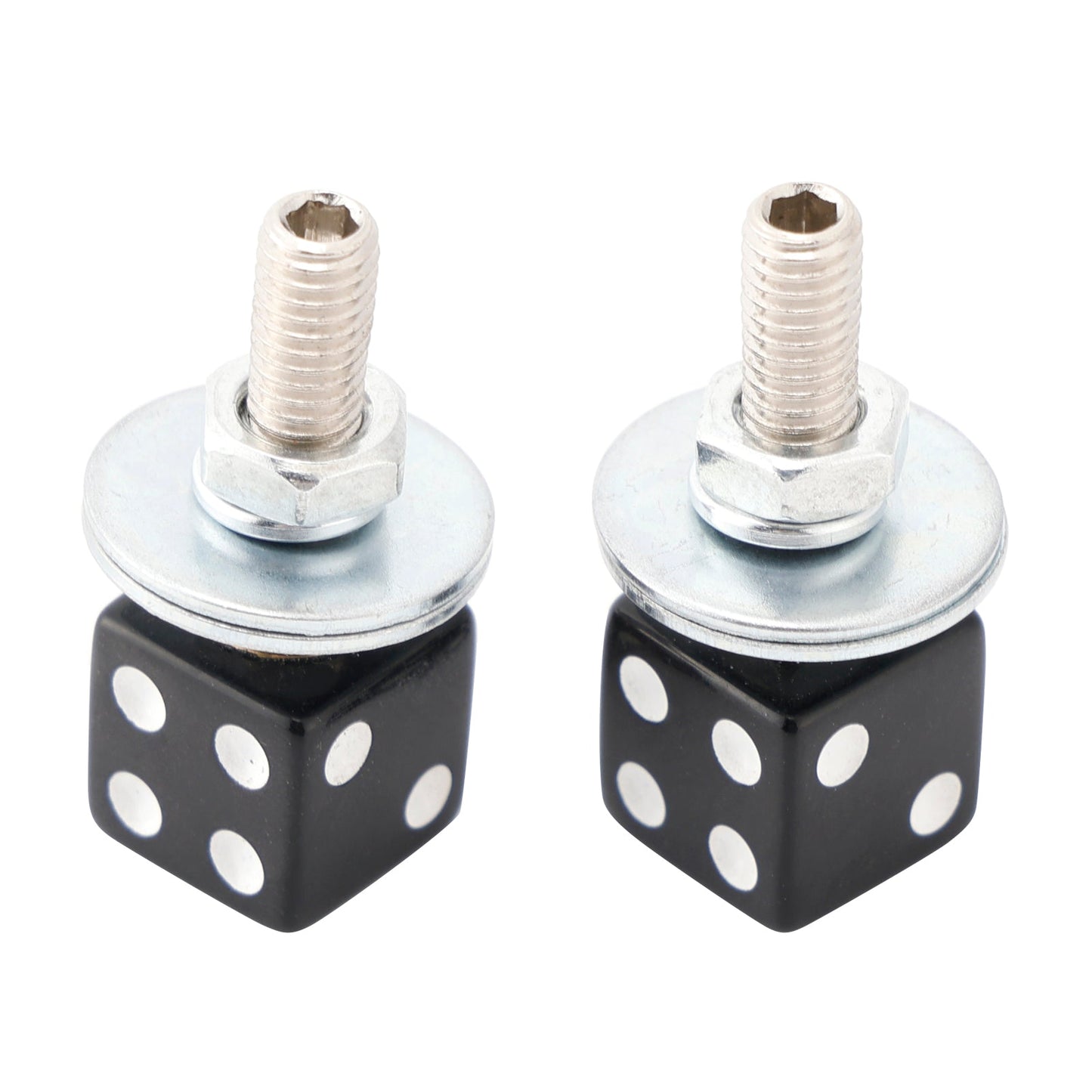 2x bulloni per targa DICE personalizzati in plastica nera per moto chopper bobber