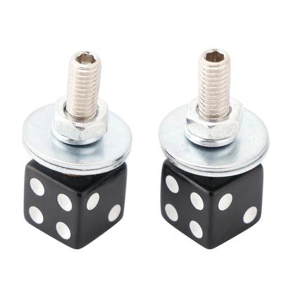 2x bulloni per targa DICE personalizzati in plastica nera per moto chopper bobber