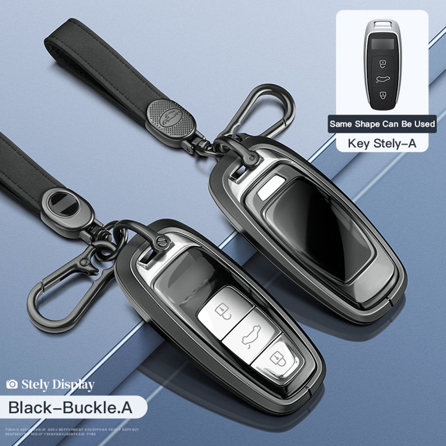 Custodia per chiave auto in TPU nero in lega di alluminio con fibbia per Audi a6l a4l a3