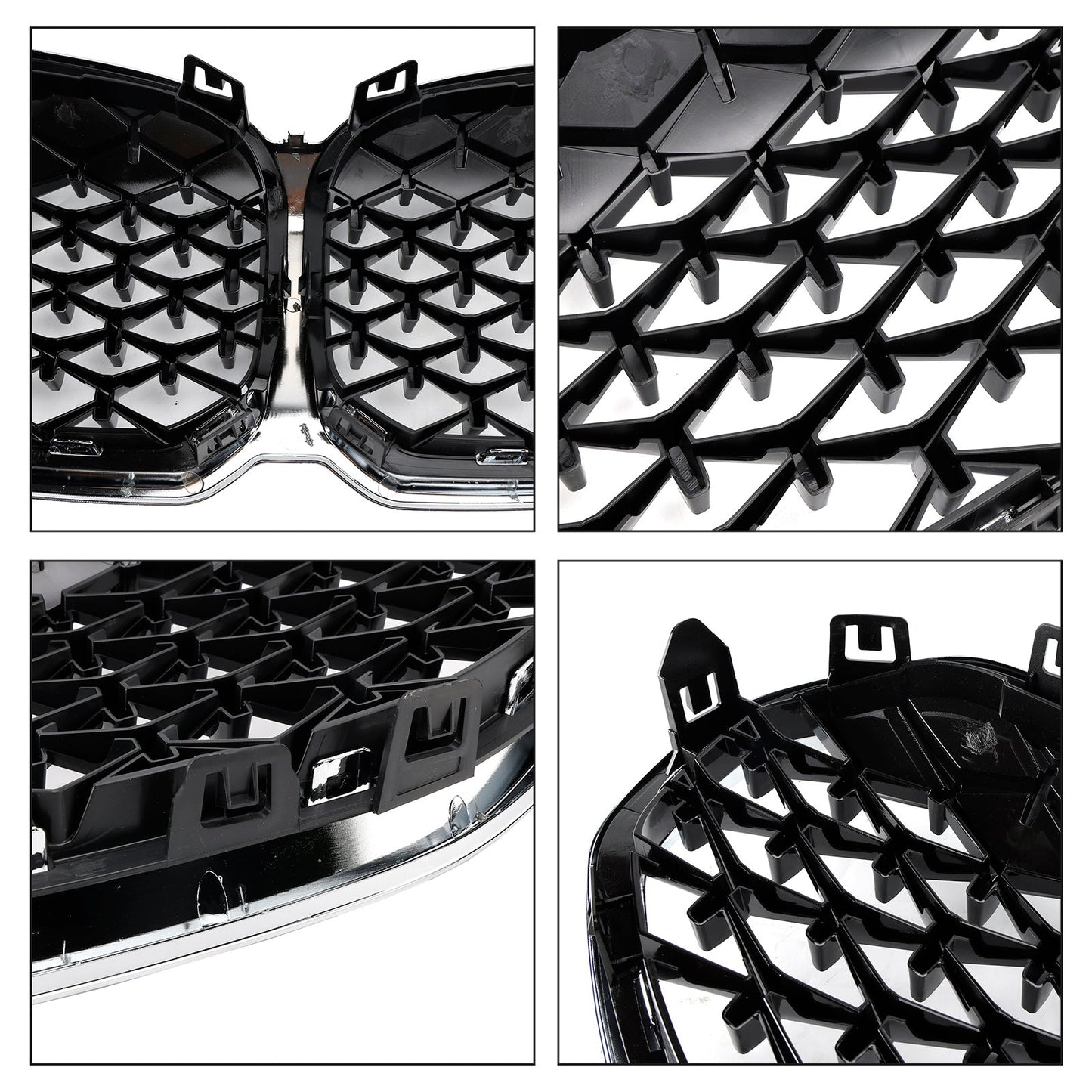 Griglia anteriore a doppio rene per BMW Serie 1 F40 19-23 stile diamante argento