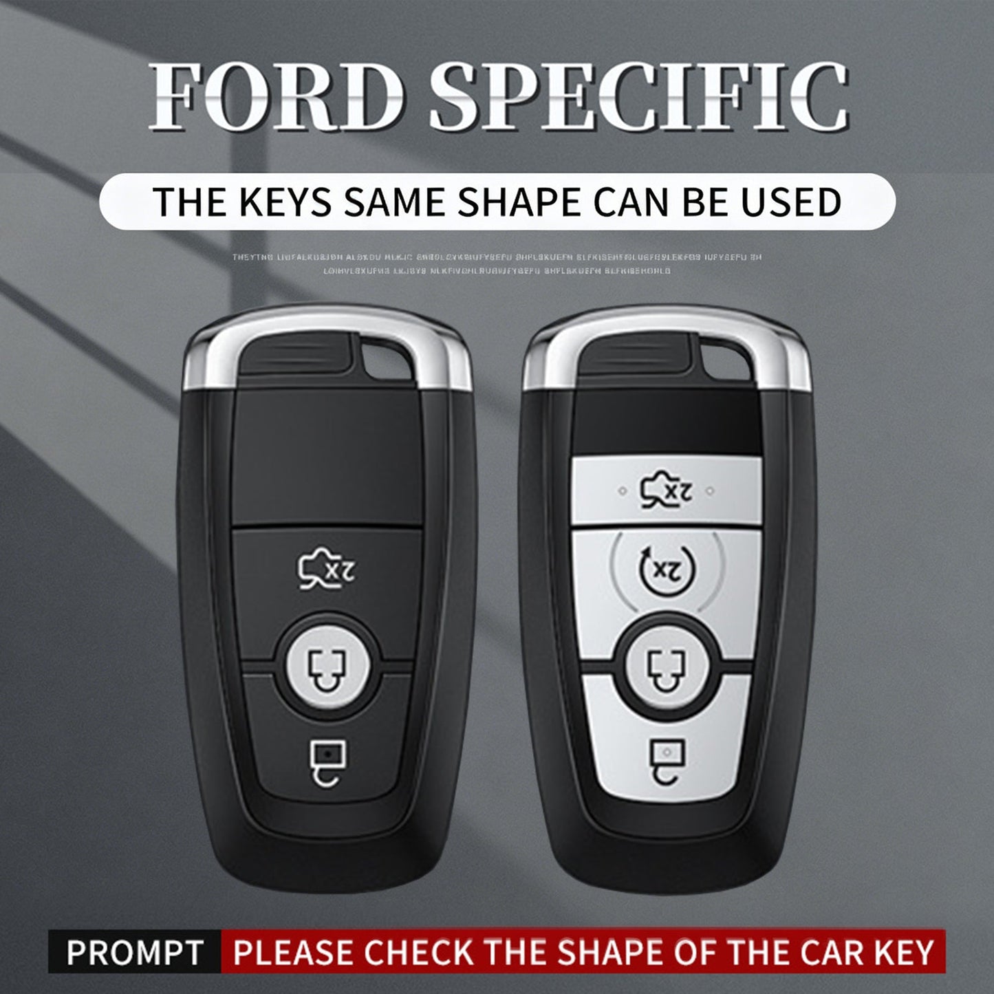Custodia per chiave auto in TPU argentato in lega di alluminio con fibbia per Ford