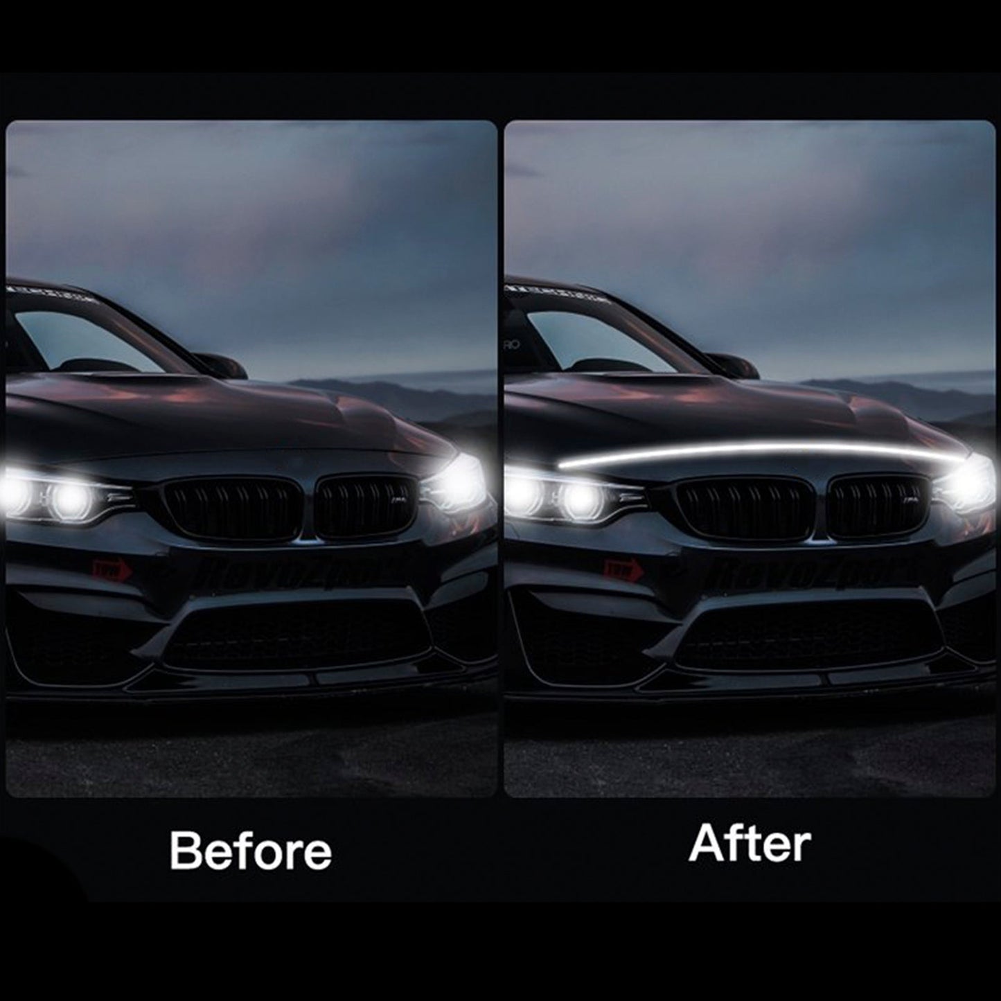 Striscia di luci diurne a LED per cofano auto con avvio dinamico flessibile della scansione