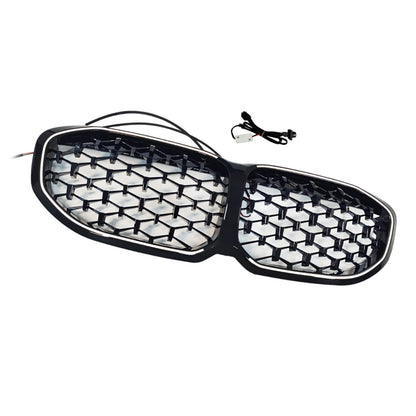 Griglia anteriore a doppio rene diamantata nera lucida per BMW Serie 1 F40 2019-2024.