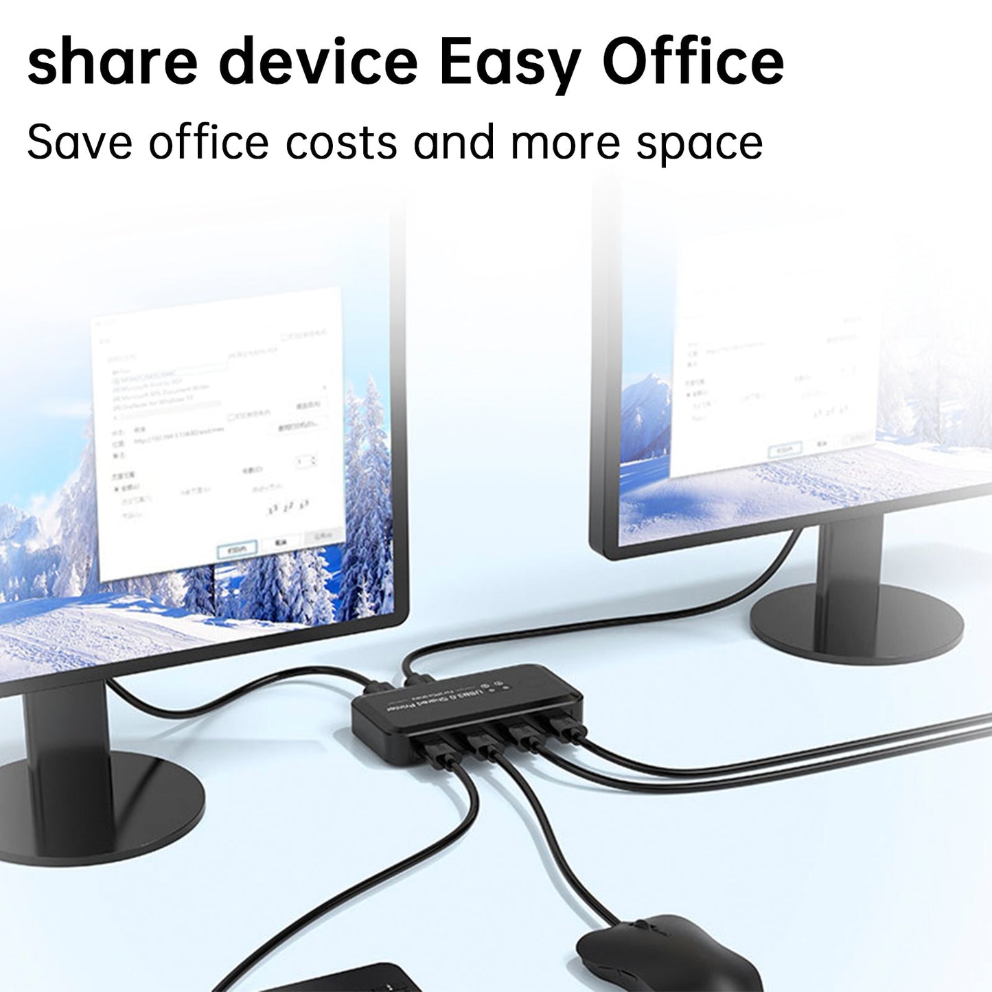 Dispositivo di condivisione stampante con switch USB 3.0 a 2 ingressi e 4 uscite, condivisione di due computer