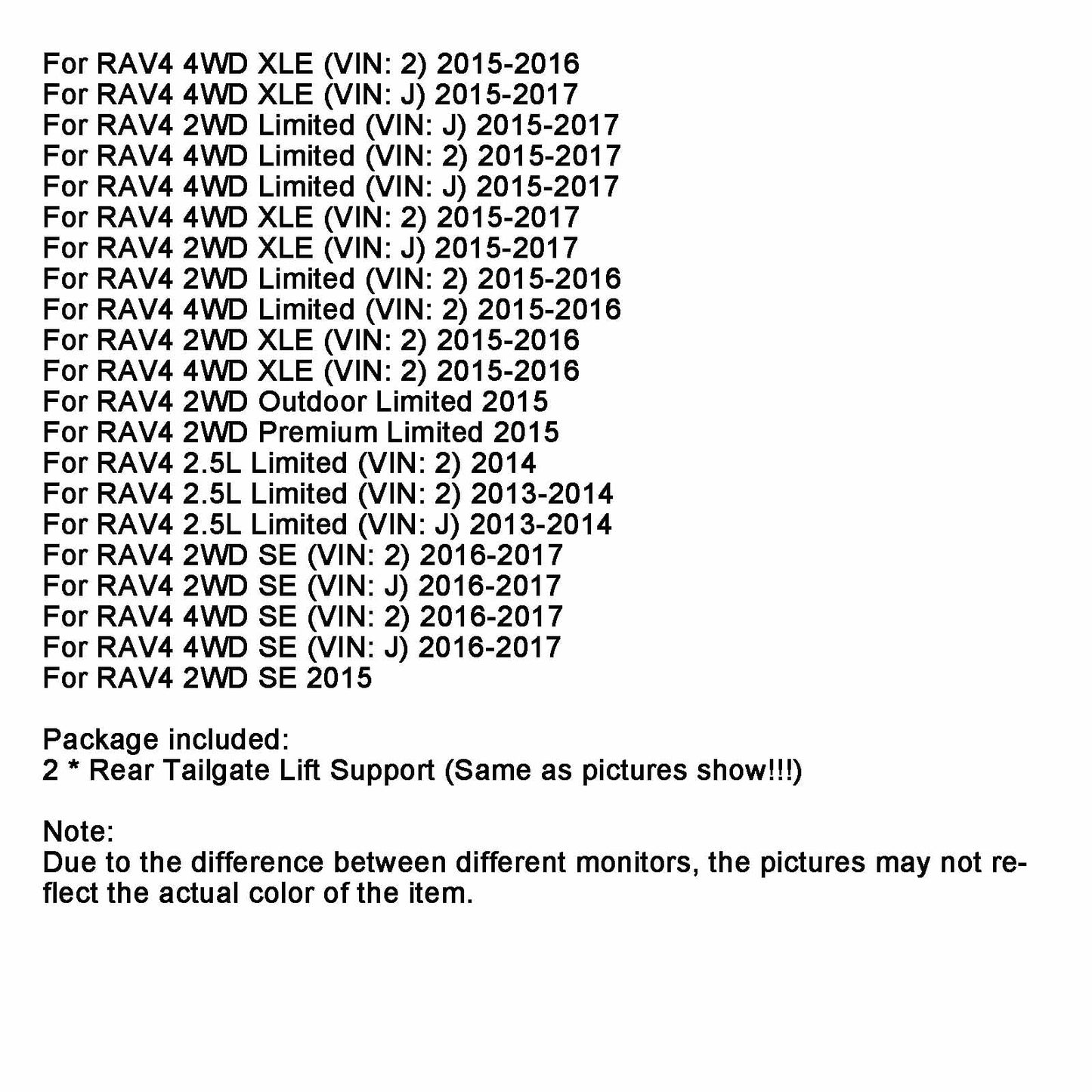 2016-2017 RAV4 4WD SE (VIN: J) Coppia di attuatori per portellone elettrico 68920-09010