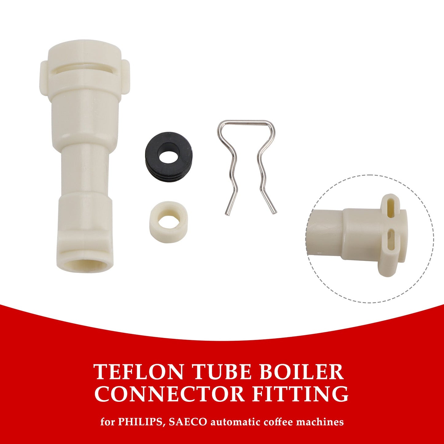Kit di connettore di ingresso ThermoBlock, guarnizione, distanziale e forcella D8mm per elemento riscaldante dell'acqua adatto per macchina da caffè Philips 422224777123