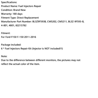 Kit di guarnizioni per riparazione iniettori carburante Ford F150 3.5L Turbo EcoBoost 6 pezzi 2011-2016
