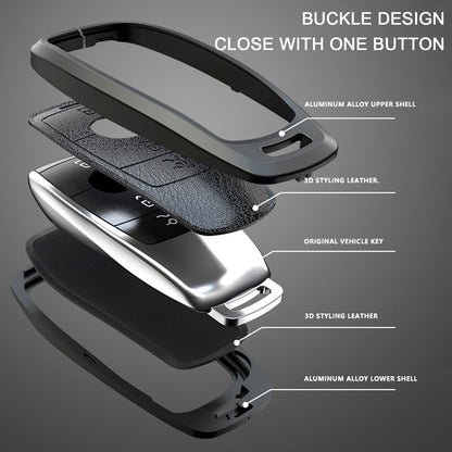 Custodia protettiva in pelle, lega di alluminio e TPU per chiave auto Benz GLC GLK CLS, colore nero