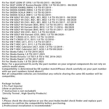 3 pezzi iniettori carburante per Audi VW SKODA Rapid Octavia Fabia 1.0 TSI 04E906036AL