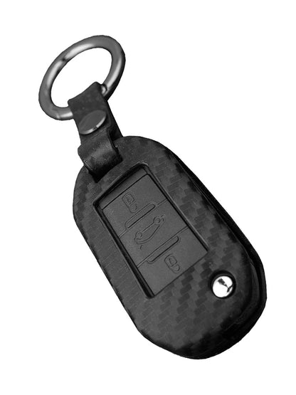 Custodia in similpelle e silicone per chiave auto Peugeot con fibbia