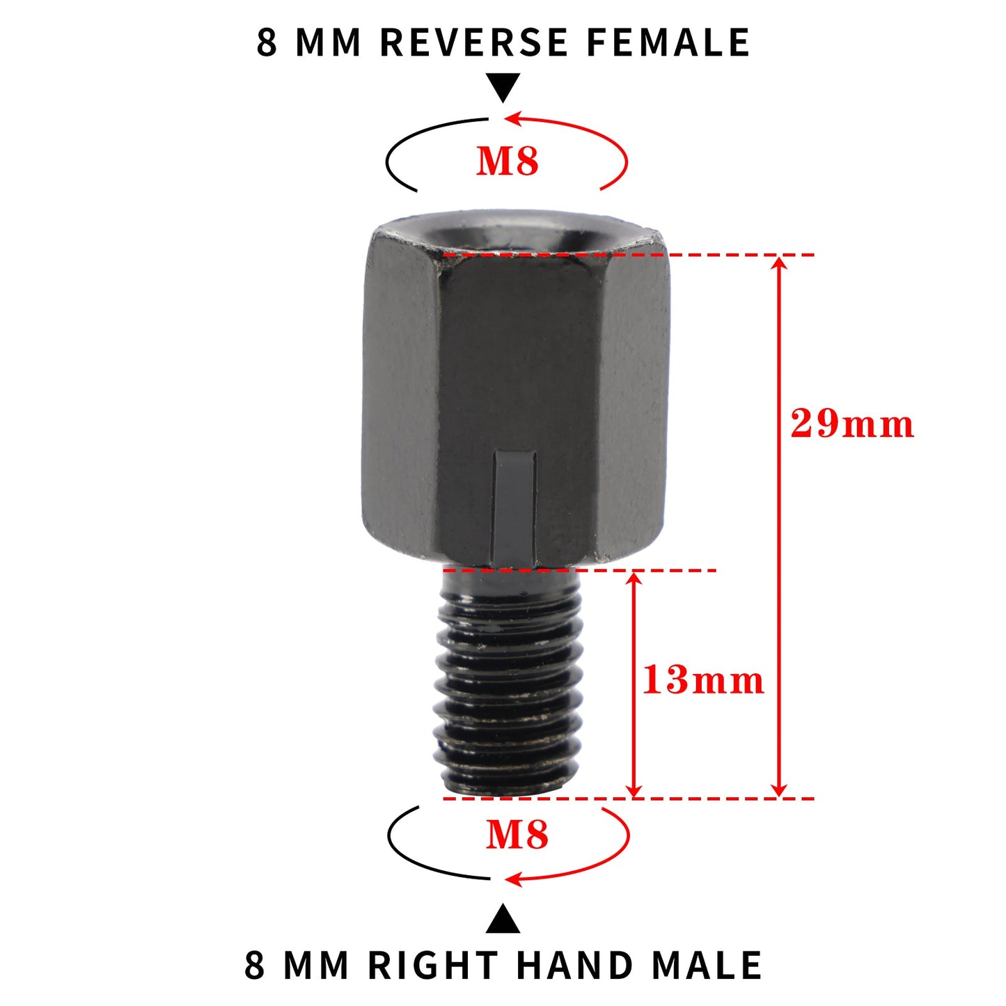 2 adattatori universali per specchietti retrovisori per moto e scooter da 8 mm in retromarcia a 8 mm standard