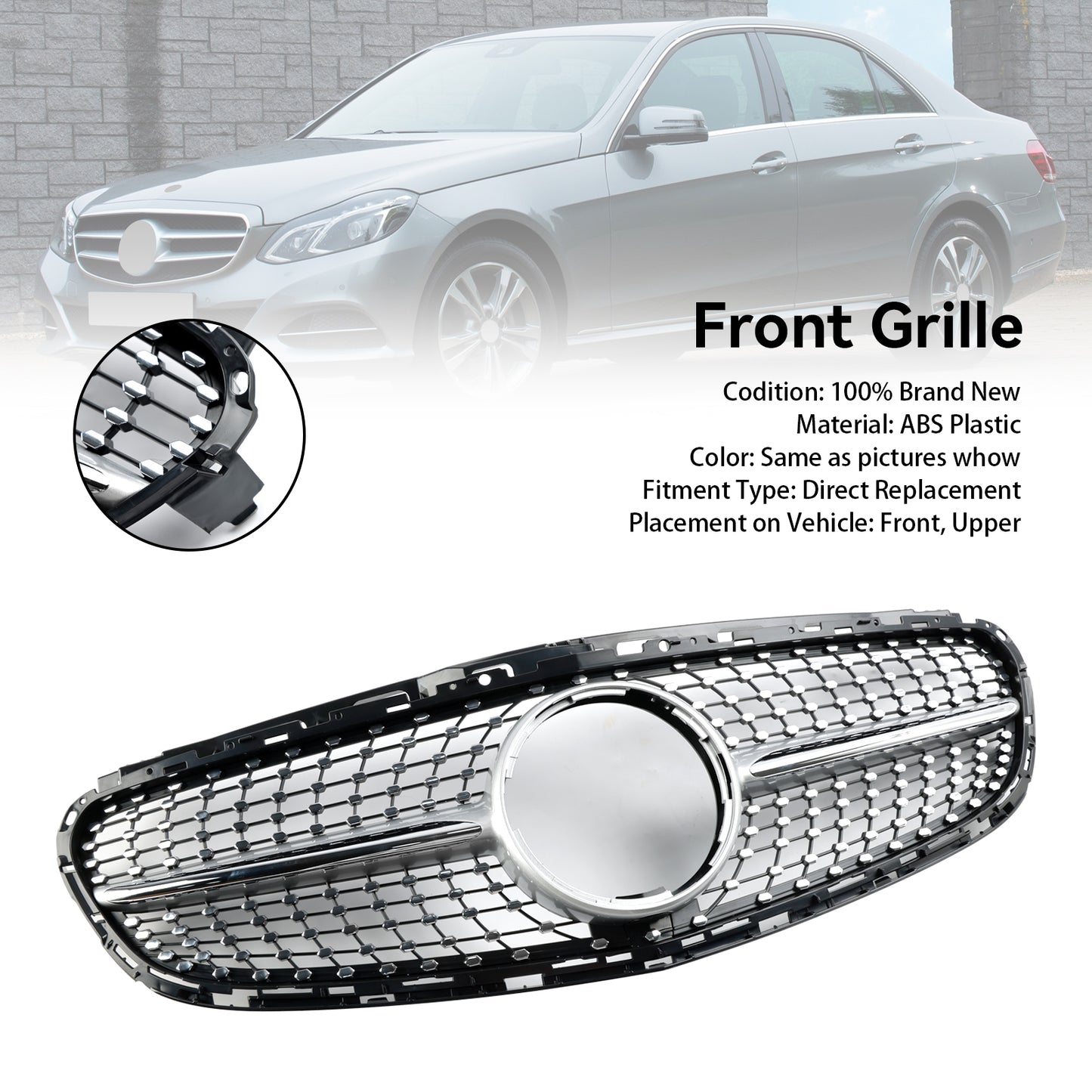 Per Mercedes Classe E W212 2013-2016 Facelift Diamond Griglia per paraurti anteriore
