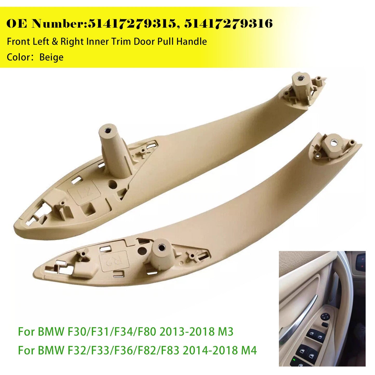 Set di maniglie interne per portiera sinistra e destra beige per BMW F30 F80 F31 F32 F33 F35