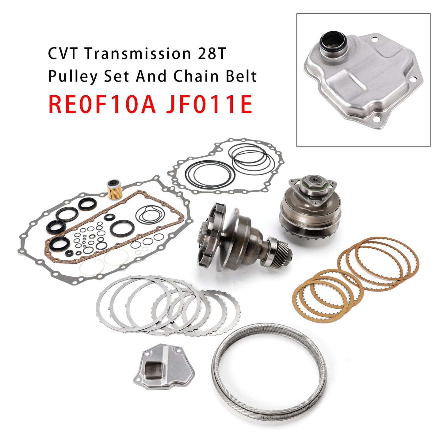 Puleggia CVT per trasmissione Mitsubishi Outlander Delica D5 Galant Fortis/RVR 28T con cinghia+catena e kit di revisione JF011E per modelli dal 2007 al 2011.