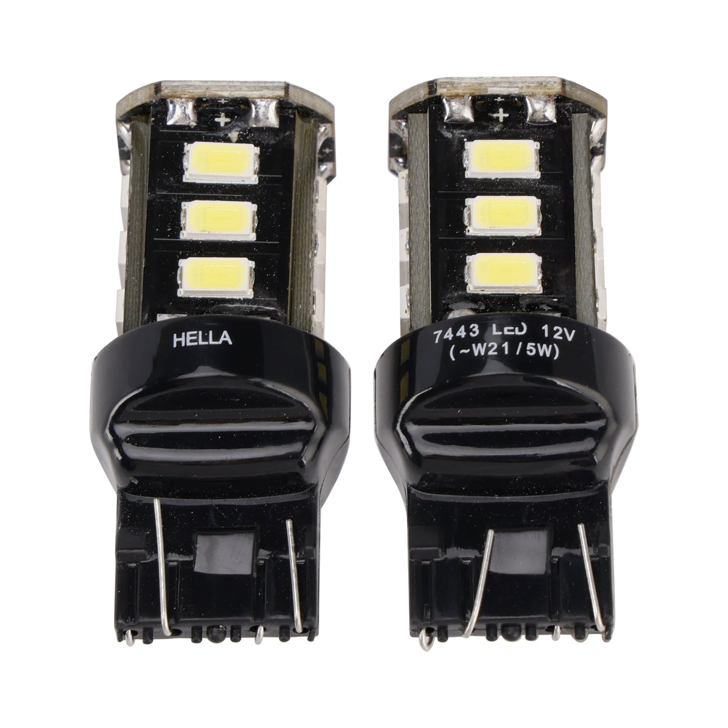 2X per HELLA LED Retrofit 7443W Wedge T5 12V 3W W21/5W 6000K