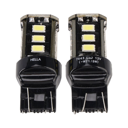 2X per HELLA LED Retrofit 7443W Wedge T5 12V 3W W21/5W 6000K