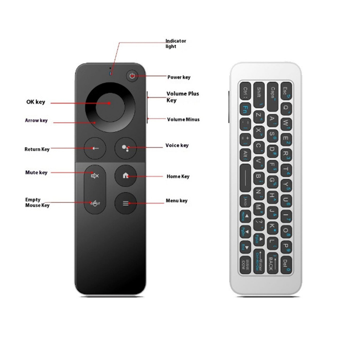 Telecomando wireless con tastiera mini con apprendimento IR vocale intelligente T1
