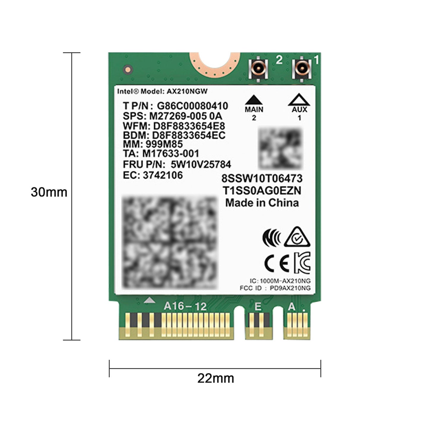 Modulo AX210 Bluetooth 5374Mbps Scheda di rete Gigabit ad alta velocità Supporta WIFI6