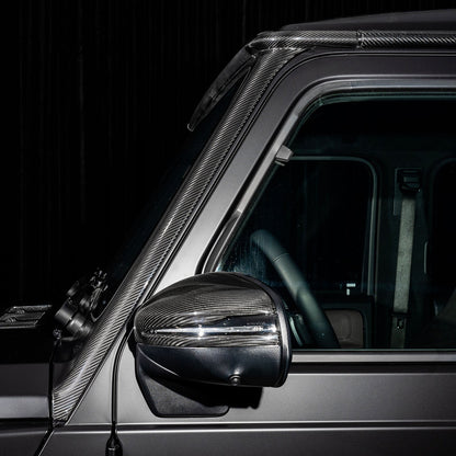 Cornice di finitura per bocchetta d'aria laterale anteriore in fibra di carbonio per Mercedes-Benz Classe G G63 G550 (modelli dal 2025 in poi).