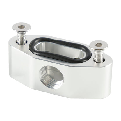 Piastra adattatrice per linea di alimentazione dell'olio Billet LS Twin Turbo Dual 90 gradi 1/8" NPT