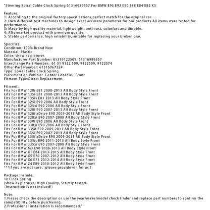 Molla a spirale per cavo sterzo 61316989557 per BMW E93 E92 E90 E88 E84 E82