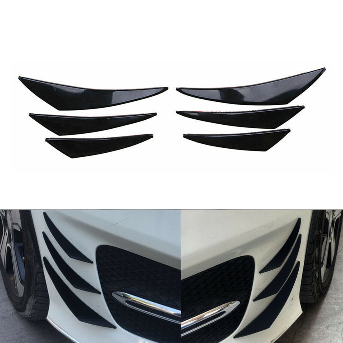 6pcs Universal Gloss Black Car/Auto Paraurti anteriore Pinne Spoiler Canards Refit