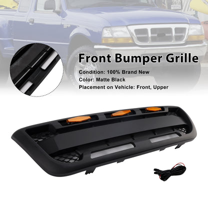 Griglia paraurti anteriore nera opaca Ford Ranger 1998-2000 con luce a LED
