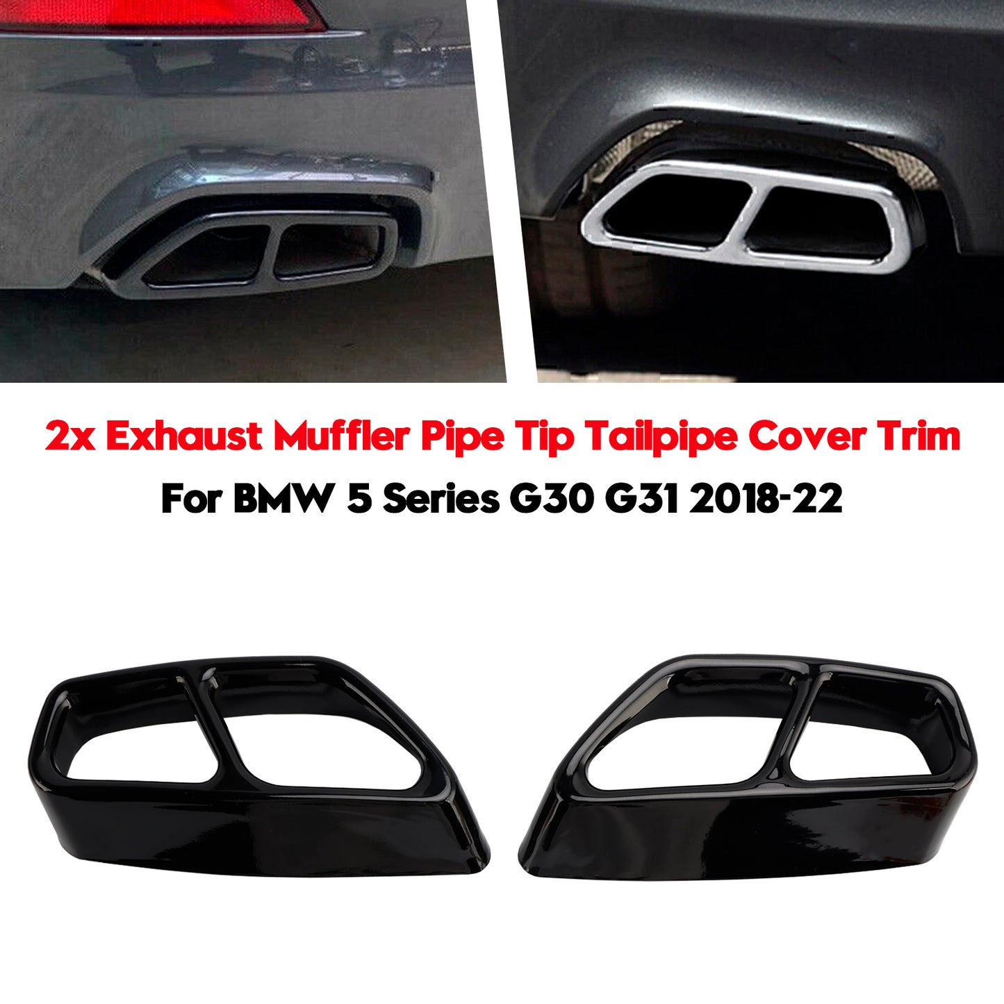 2x copertura del tubo della punta dell'ammortizzatore di scarico per BMW 5 G30 G31 2018-2022