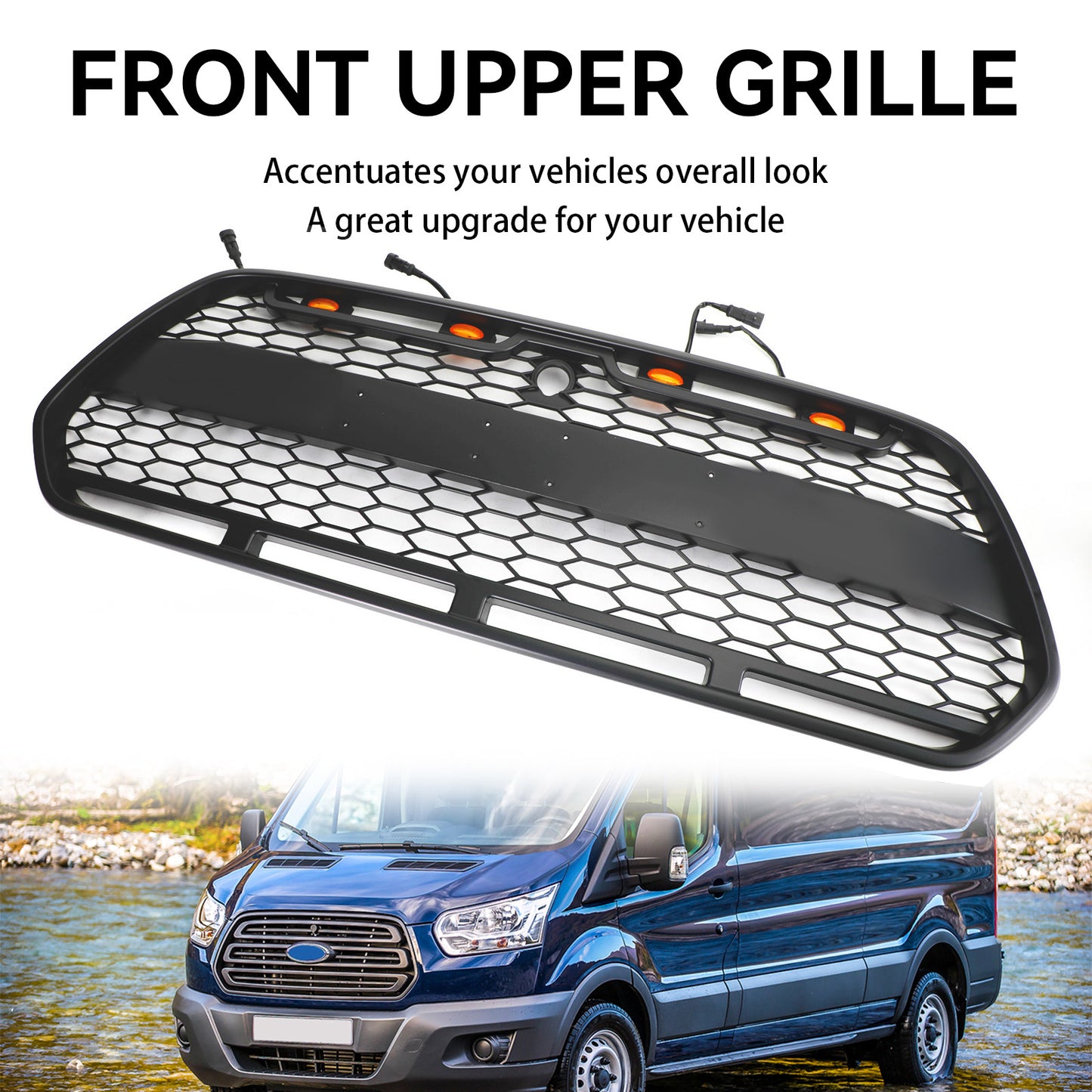2015-2018 Ford Transit MK8 Raptor Griglia del paraurti anteriore nero matto w / LED