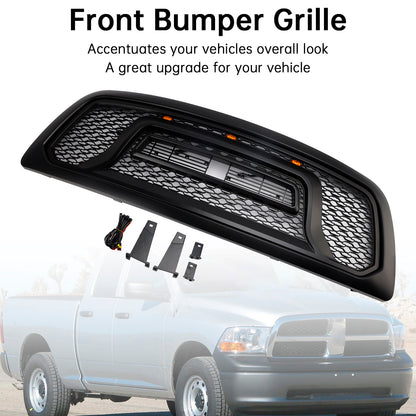 Griglia paraurti anteriore nera con luce a LED per Dodge Ram 1500 2009-2012