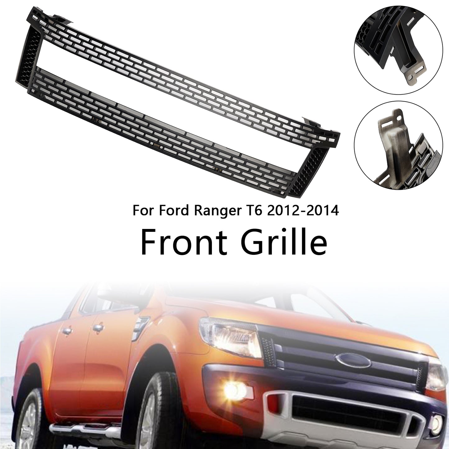 Griglia per paraurti anteriore nera opaca per Ford Ranger T6 PX1 2012-2014