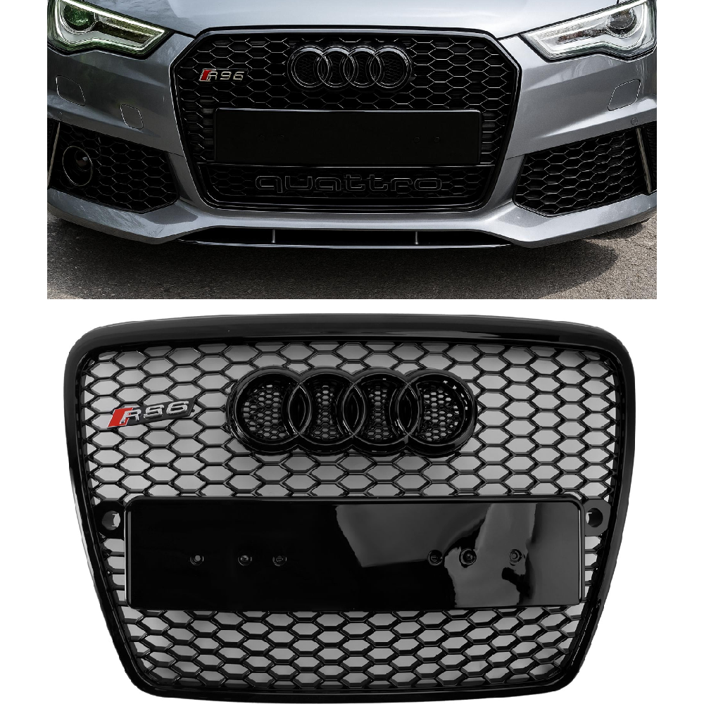 2004-2008.10 Audi A6 C6 Pre-Facelift Griglia paraurti anteriore a nido d'ape nera