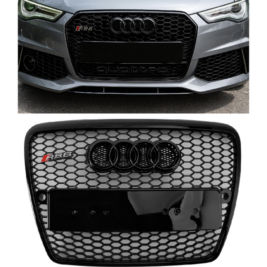 2004-2008.10 Audi A6 C6 Pre-Facelift Griglia paraurti anteriore a nido d'ape nera
