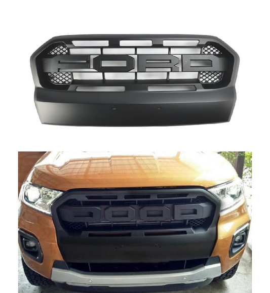 Griglia paraurti anteriore stile Per 2015-2019 Ford Ranger T7 WILDTRAK  Ranger Raptor Nero opaco