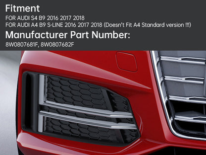 Coppia copertura fendinebbia anteriore adatta per griglia paraurti AUDI A4 B9 S-LINE 2016-2018
