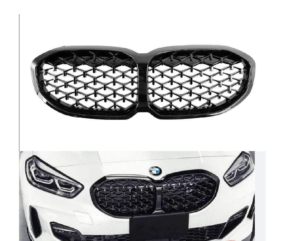 19-24 Per BMW Serie 1 F40 Griglia a rene anteriore Gloss Black Diamond ABS