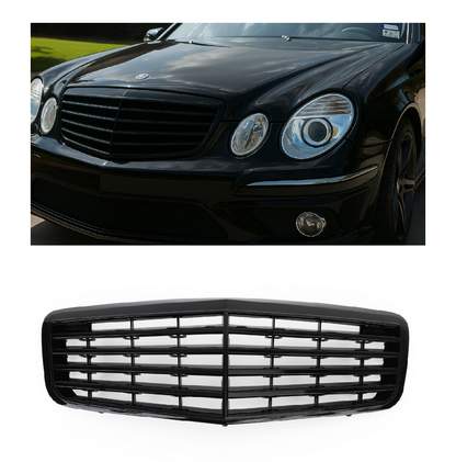 Griglia frontale paraurti per Mercedes Benz E350 E500 W211 2007-2009 finitura nero lucido